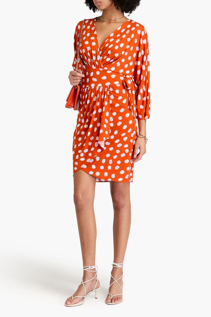 NWT Diane Von Furstenberg Womens Barrington Dress 4 Orange Luxury Designer Artsy